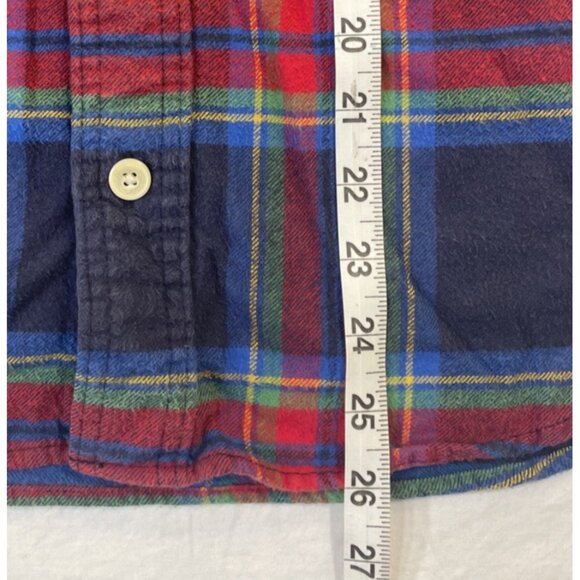 Men's Medium Blue/Red/Green Plaid Flannel Button Up Hollister Shirt Logo - Picture 6 of 8